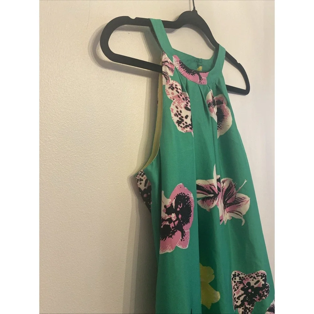 J. Crew‎ Green Floral Silk Halter Swoop Mini Dress size 4